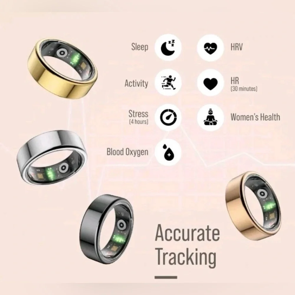 NEW Smart Ring Health and Fitness Tracker Rose Gold size 8